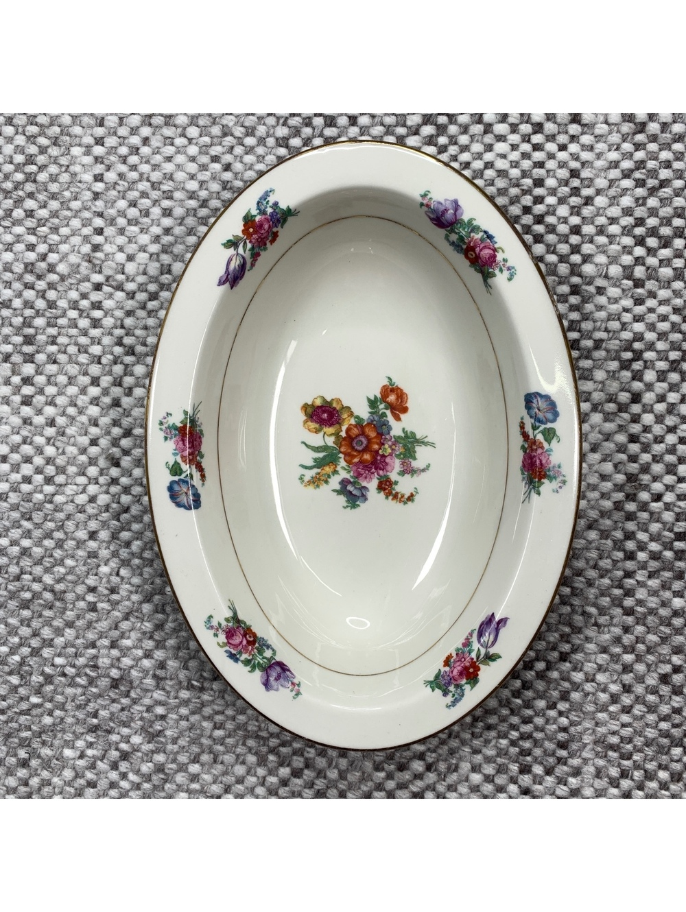 Lamberton China Floral Oval Serving Bowl with Gold Trim